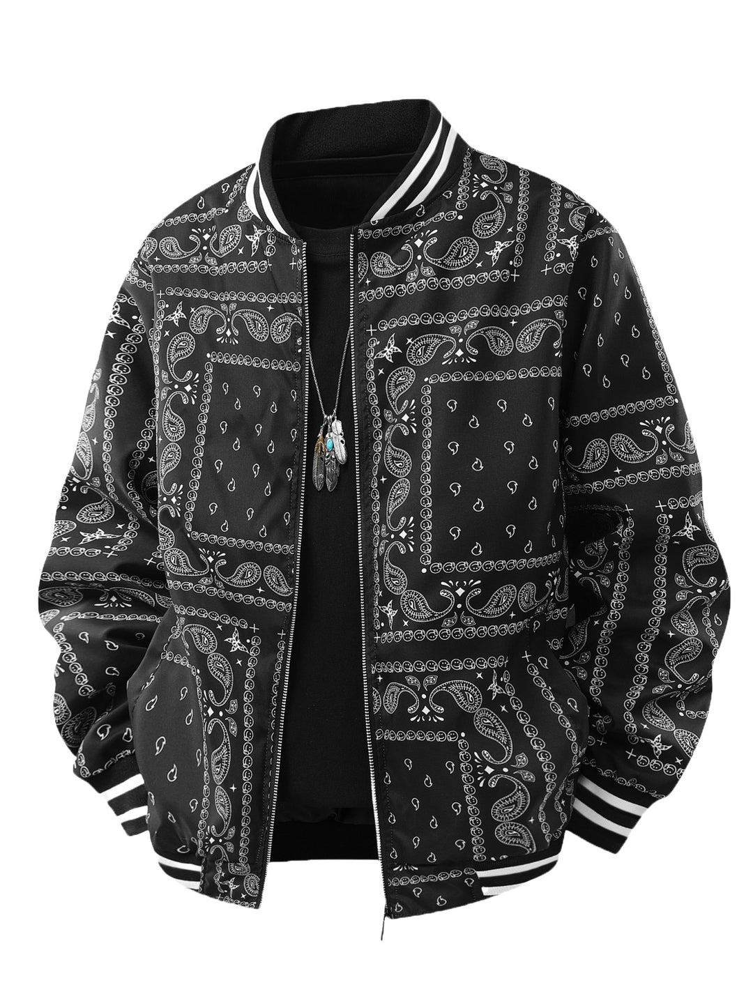 Herren Coole Bomberjacke mit Paisleymuster Drune