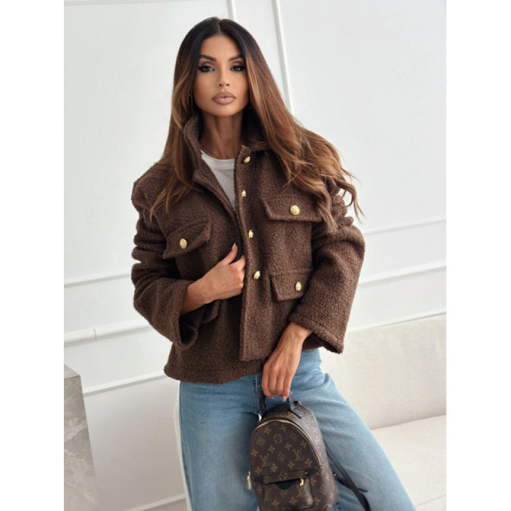 Damen Fleecejacke mit eleganten Knopfdetails und praktischen Taschen Drune