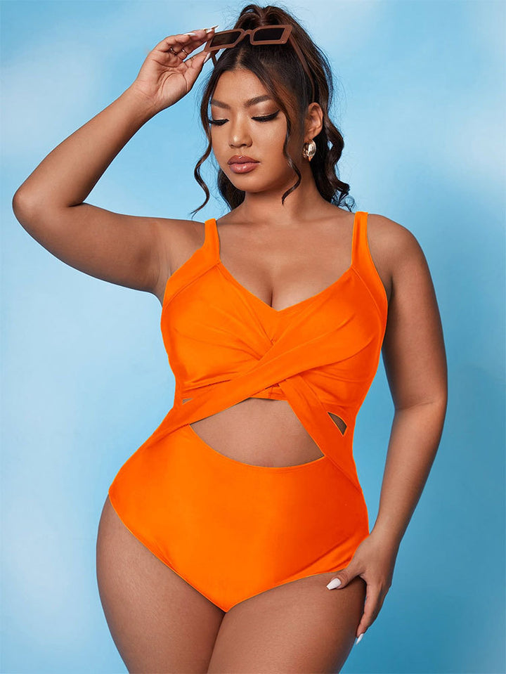 Damen Einteiliger Badeanzug mit stylischem Wickelschnitt und trendigen Cut-Out Drune