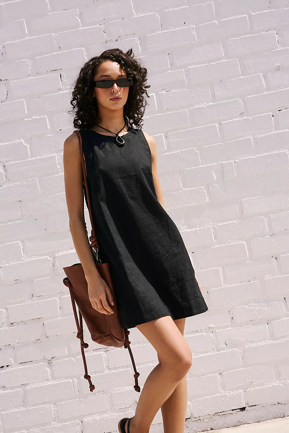 Damen Leichte Leinenkleid Drune