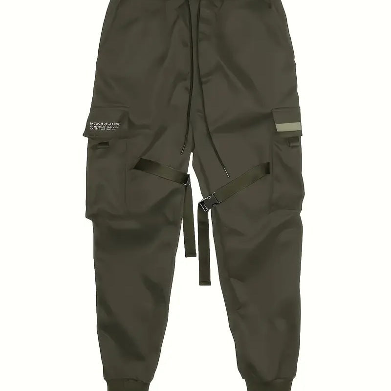 Herren Technische Cargo-Jogginghose mit Mehrfachtaschen, Gurtriemen & elastischem Bündchen Drune