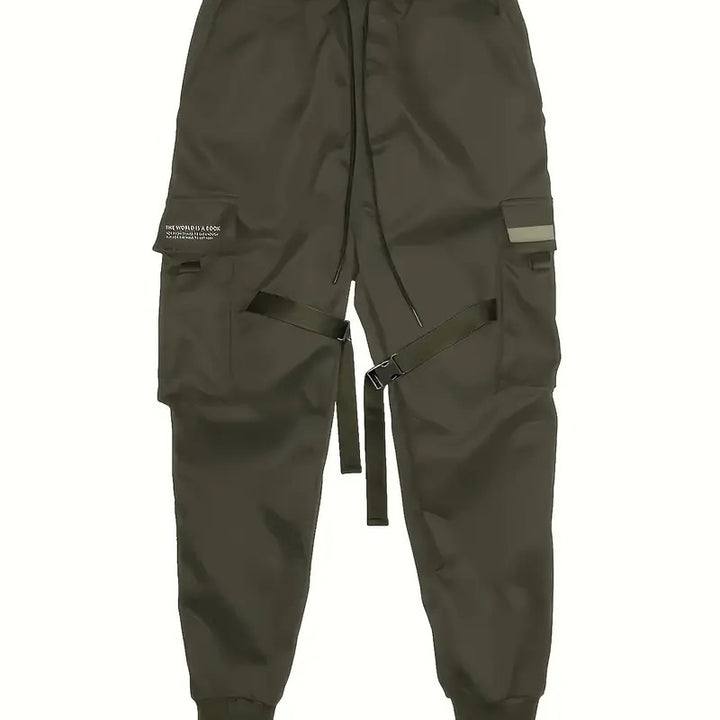 Herren Technische Cargo-Jogginghose mit Mehrfachtaschen, Gurtriemen & elastischem Bündchen Drune
