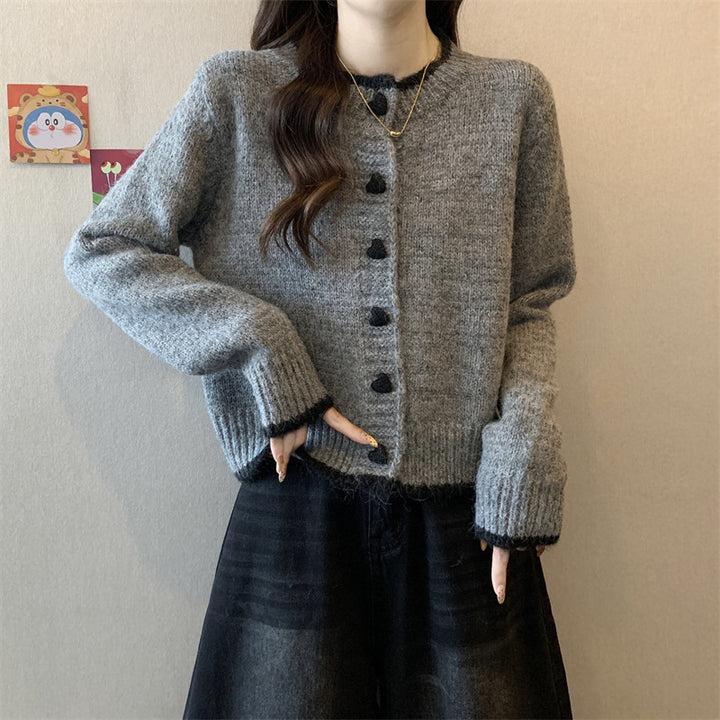 Damen Strickjacke mit Herzknöpfen Drune