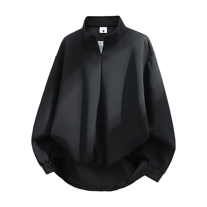Unisex Oversize-Sweatshirt mit Stehkragen, Halbreißverschluss und ballonförmigem Saum Drune