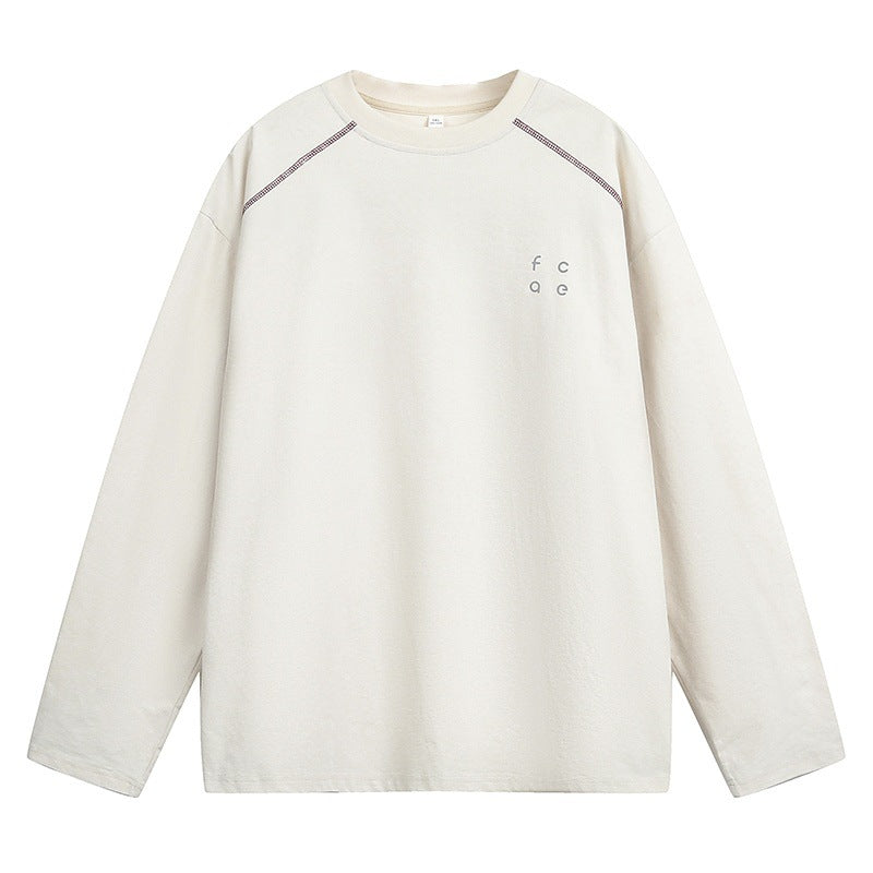Unisex Oversize Langarmshirt aus Baumwollmix mit Raglannähten und minimalistischer Bruststickerei Drune