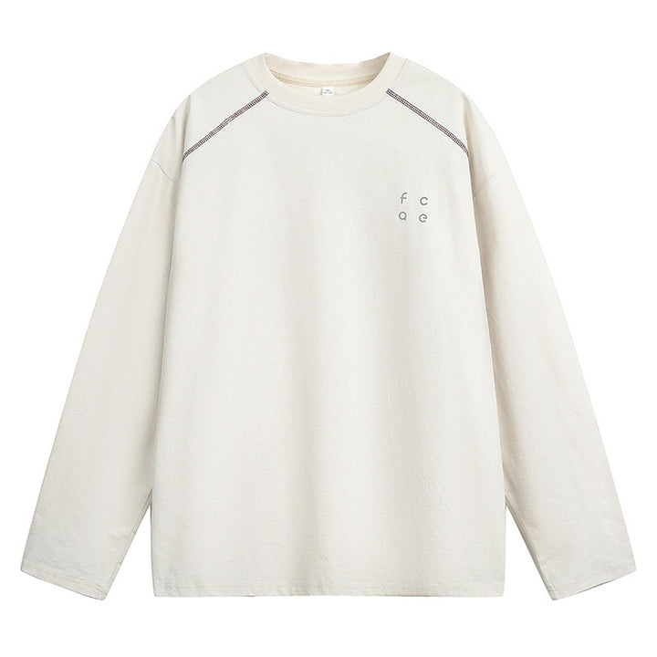 Unisex Oversize Langarmshirt aus Baumwollmix mit Raglannähten und minimalistischer Bruststickerei Drune