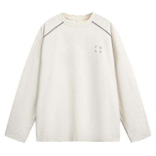 Unisex Oversize Langarmshirt aus Baumwollmix mit Raglannähten und minimalistischer Bruststickerei Drune