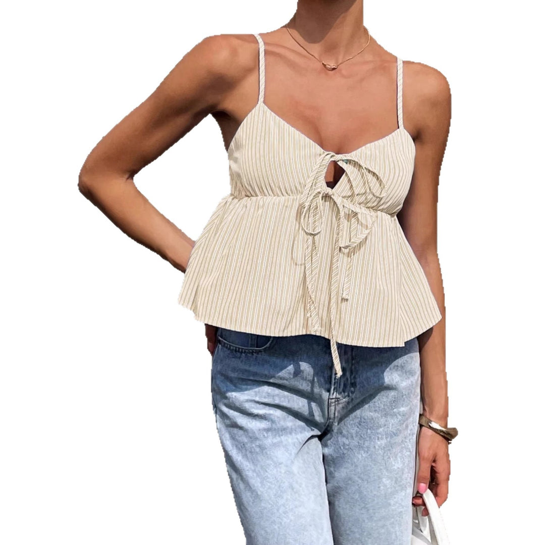 Damen Crop-Oberteil mit verspielter Schleife und zarter Raffung Drune