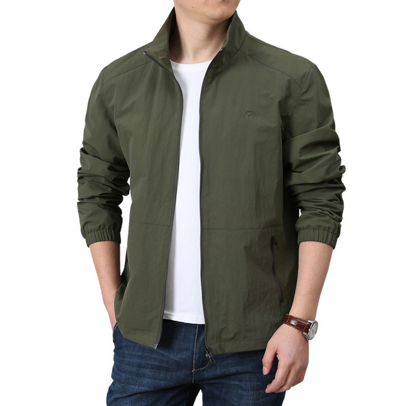 Herren Leichte Windjacke mit Stehkragen, elastischen Bündchen und verdecktem Reißverschluss Drune