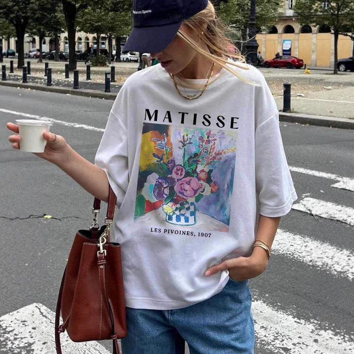 Damen T-Shirt mit künstlerischem Grafikdruck und lässigem Schnitt Drune