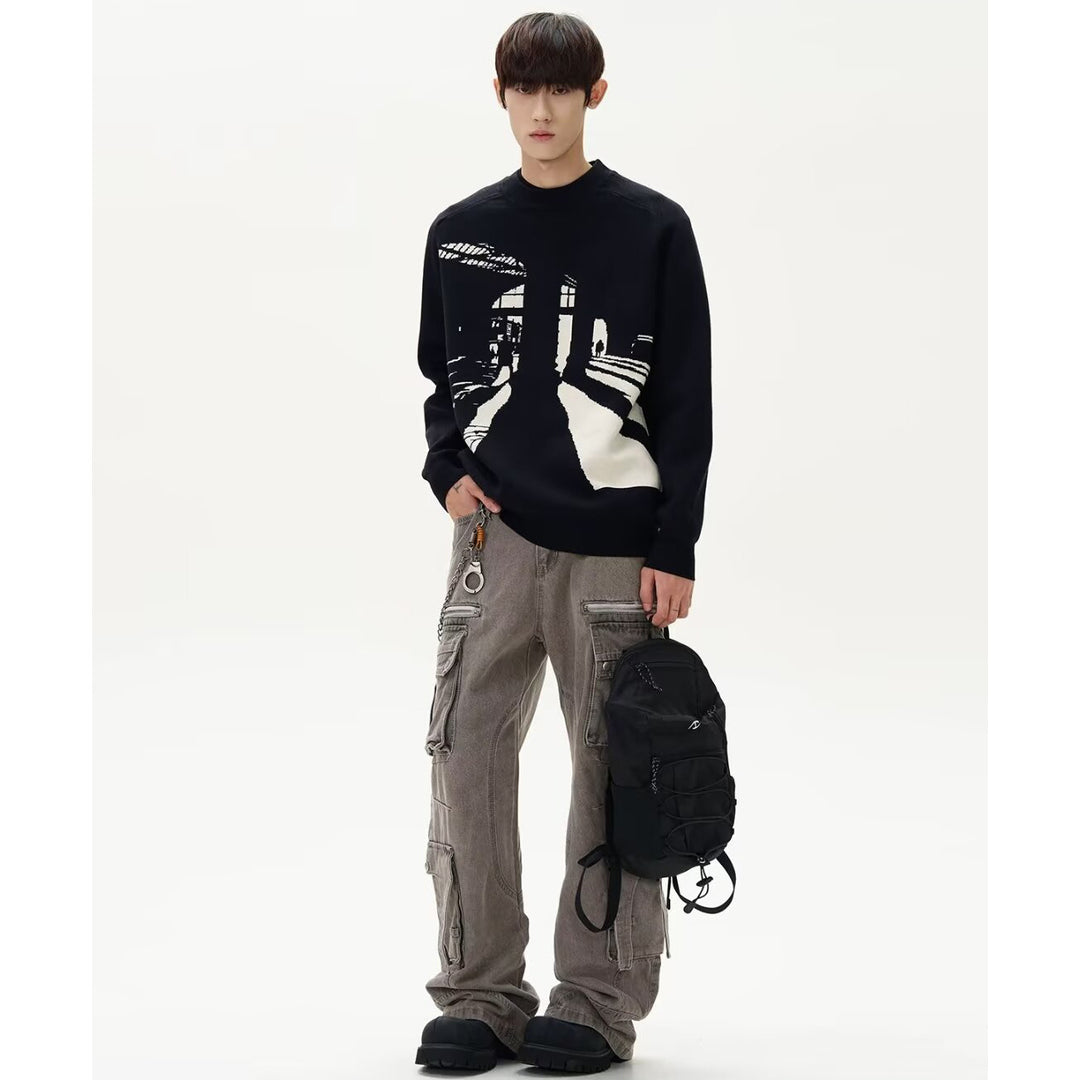 Herren Modischer Pullover mit grafischem Design Drune