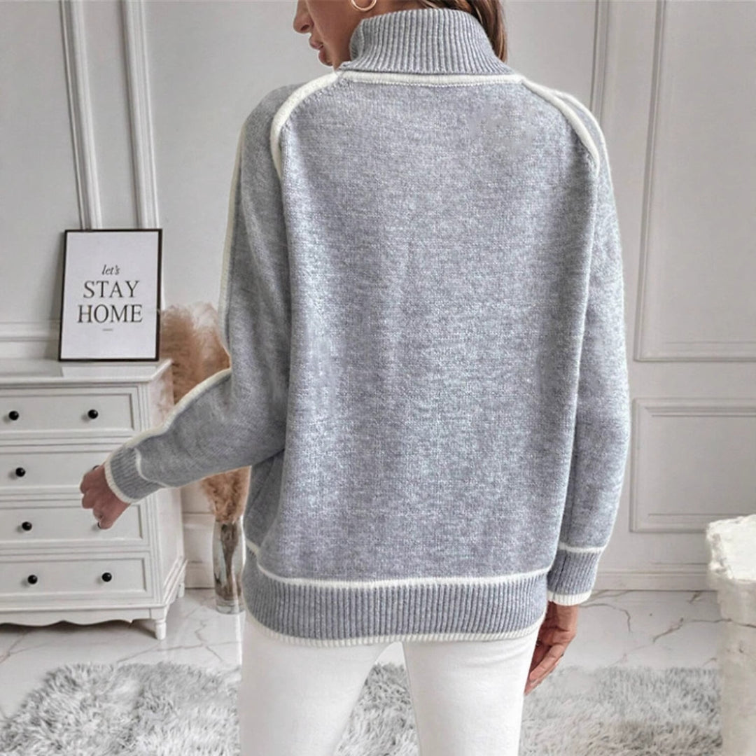 Damen modischer Pullover mit hochgeschlossenem Kragen Drune