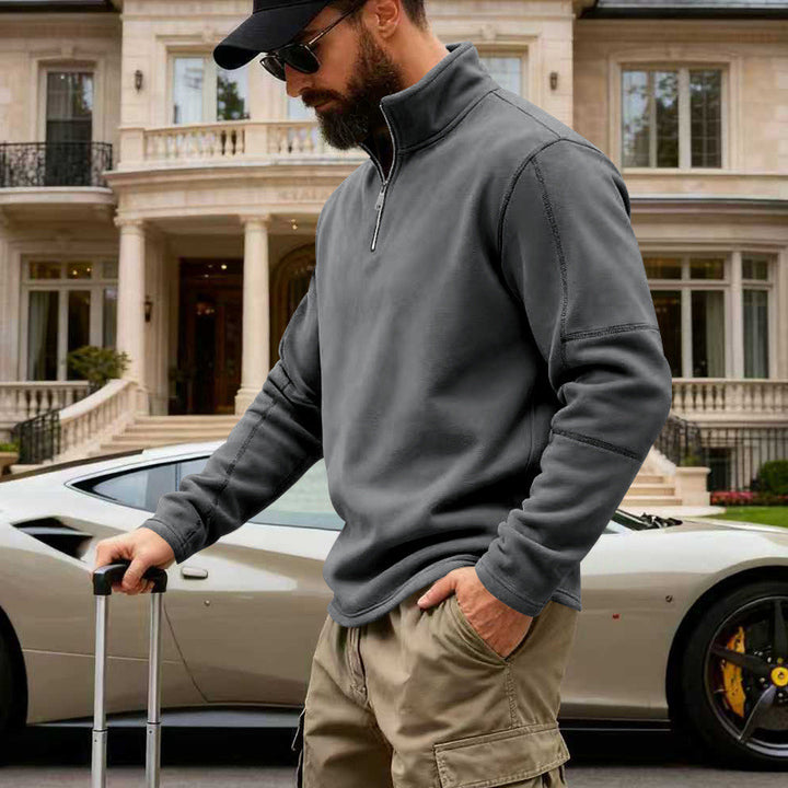 Herren Halbzip-Sweatshirt mit Stehkragen und markanten Nahtdetails Drune