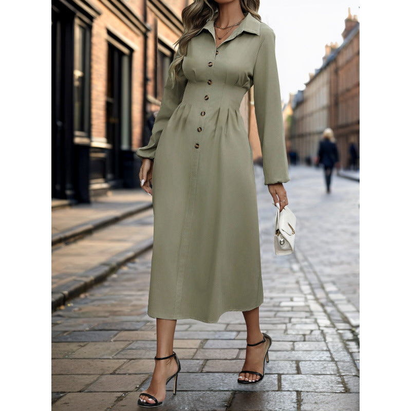 Damen Hemdkleid im eleganten A-Linien Schnitt mit Knopfdetails Drune
