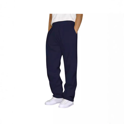Damen nan ungekürzte Relax-Freizeithose mit hohem Komfortbund, innenliegendem Kordelzug und seitlichen Eingrifftaschen Drune