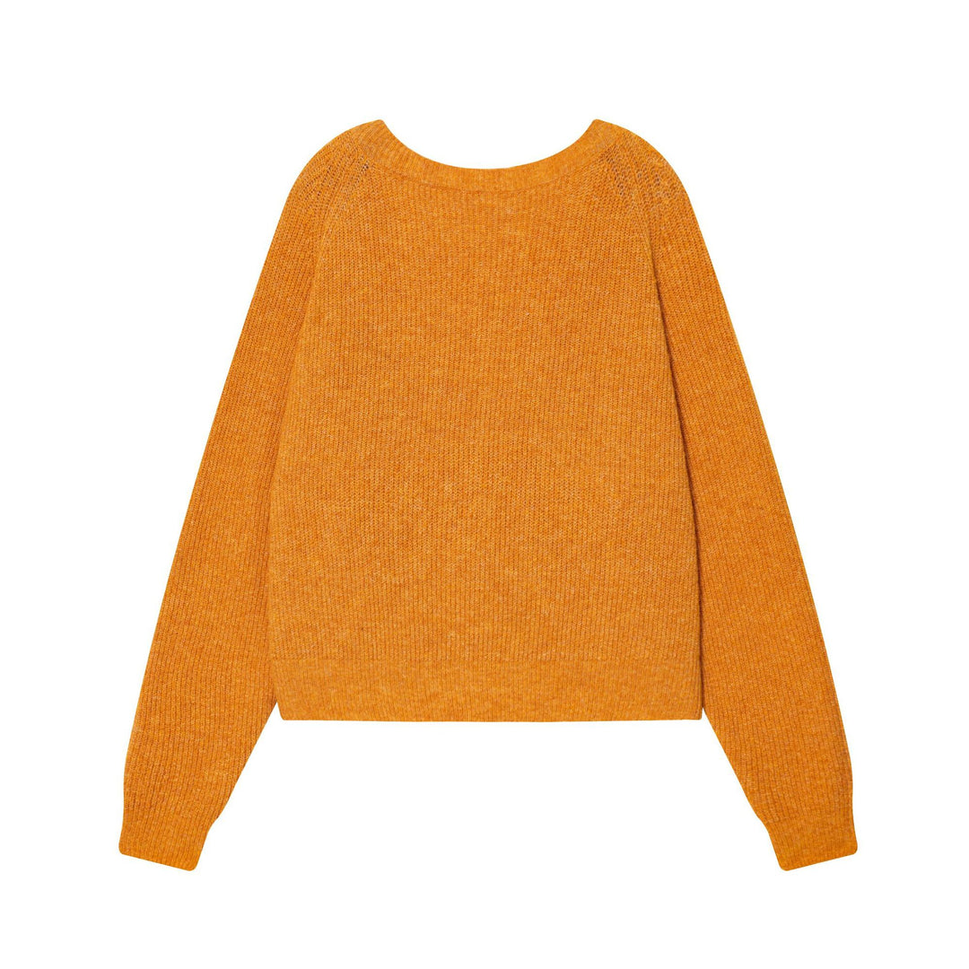 Damen nan kastiger Feinstrick-Pullover mit Rundhalsausschnitt und Cropped-Silhouette Drune