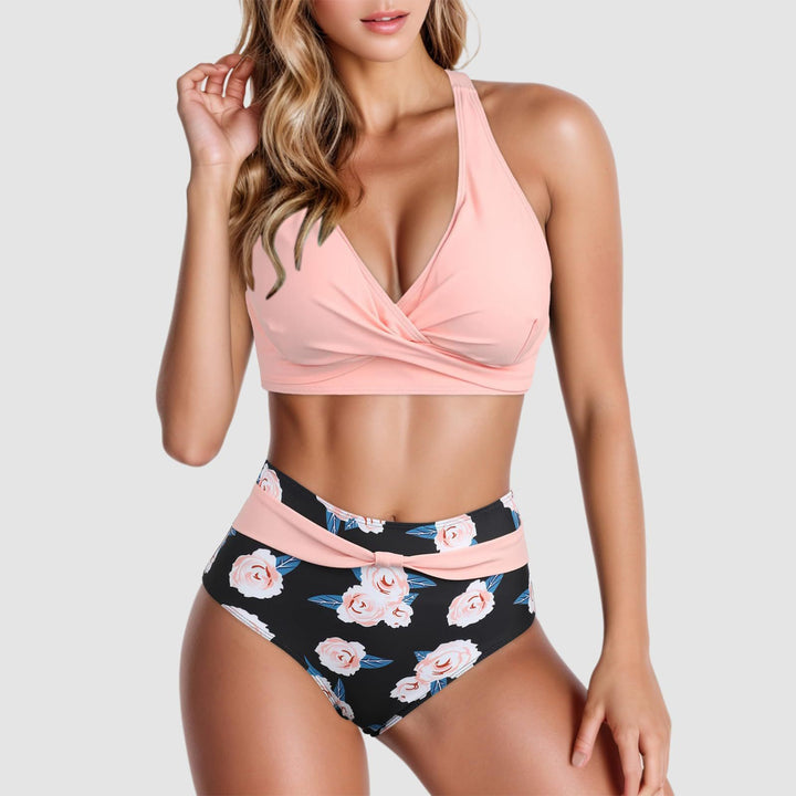 Damen Trendiger Hochschnitt-Bikini mit Raffung Drune