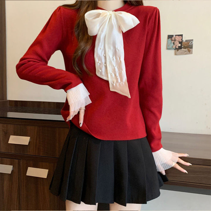 Damen Elegantes Oberteil mit schicker Schleifen-Applikation Drune