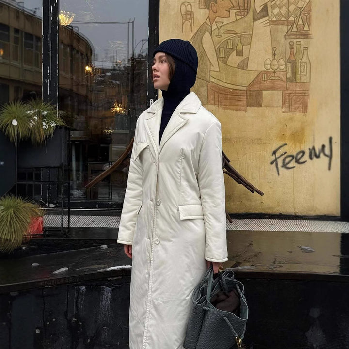 Damen Lange Steppjacke mit elegantem Revers Drune