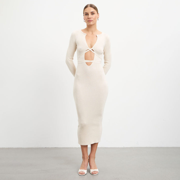 Damen Figurbetontes Strickkleid mit Cut-Out-Design Drune