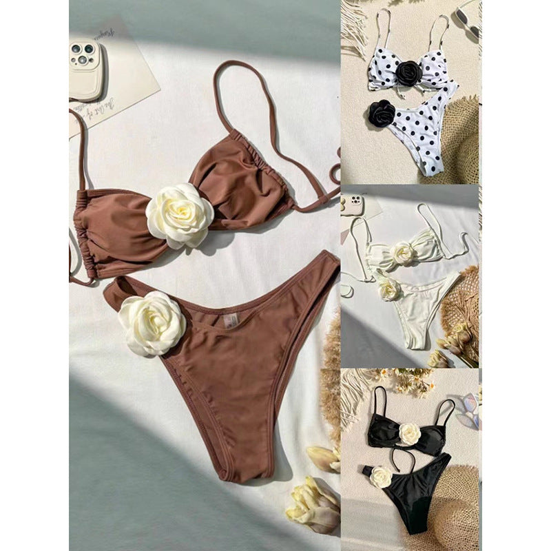 Damen Bikini-Set mit eleganter Blumenapplikation Drune