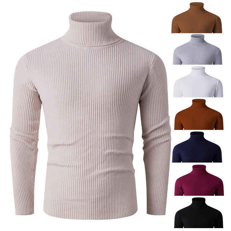 Herren eleganter Rollkragenpullover aus strukturiertem Strickmaterial Drune