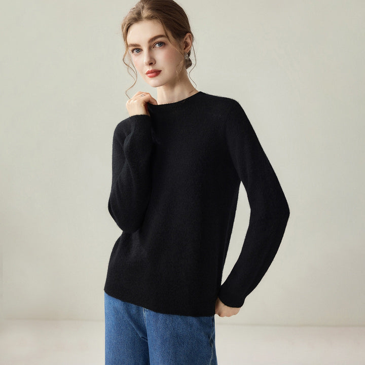 Damen Leichter Rundhalspullover aus Kaschmir‑Look mit extrafeinem Flor und geripptem Saum Drune