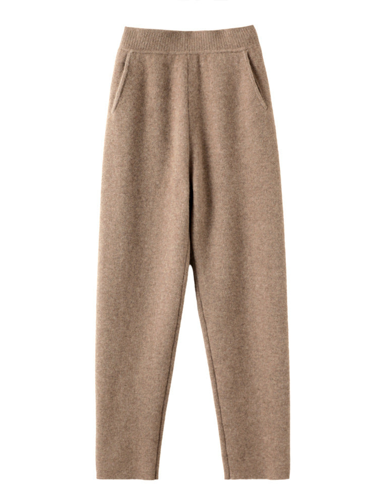 Damen Hochtaillierte Strickhose mit kaschmirähnlicher Haptik und schmal zulaufendem Bein Drune