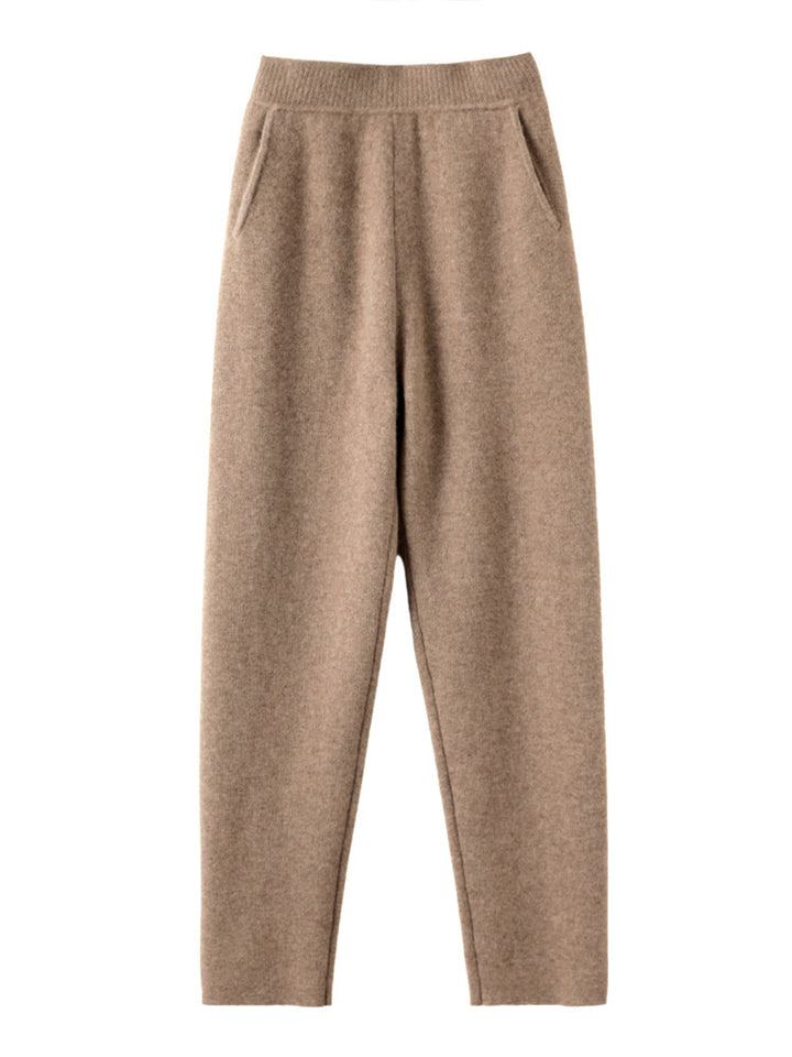 Damen Hochtaillierte Strickhose mit kaschmirähnlicher Haptik und schmal zulaufendem Bein Drune