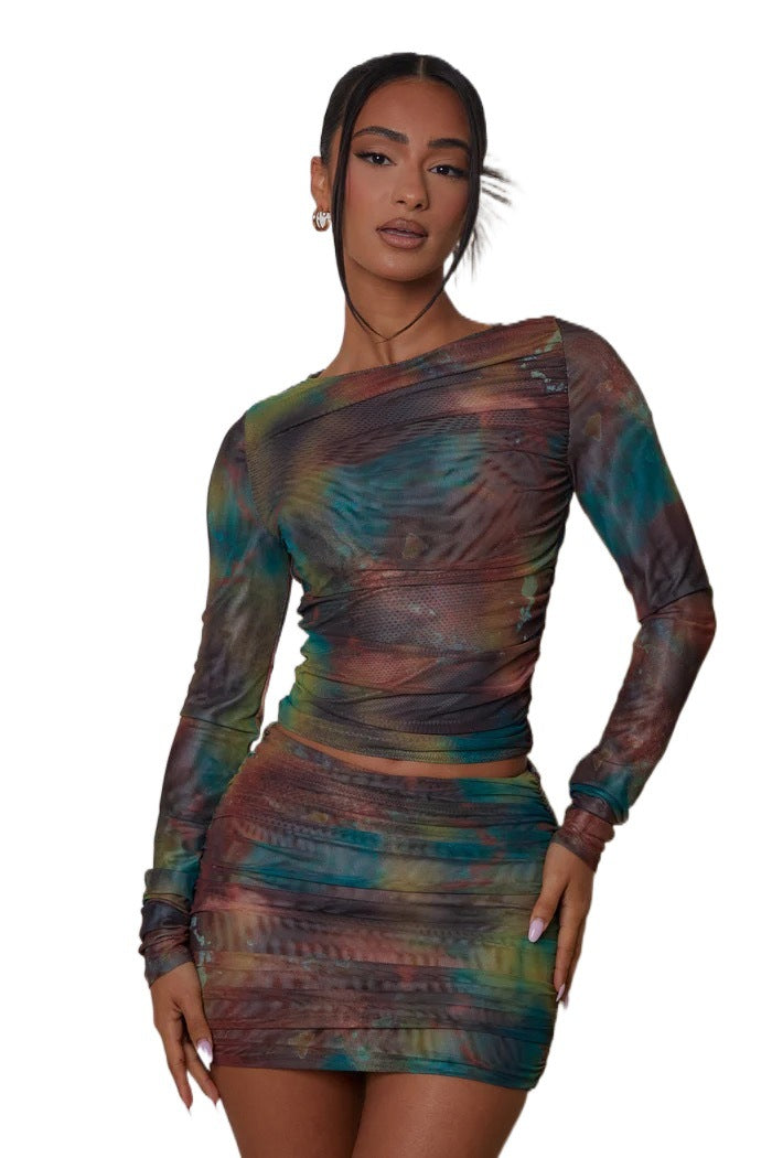 Damen Mini Kleid mit langen Ärmeln und strukturiertem Design Drune