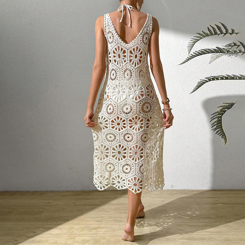 Damen luftiges Häkel-Maxikleid Drune