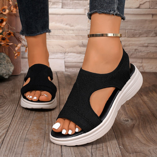 Damen Komfortable Keilsandalen mit atmungsaktiver Obermaterialstruktur und flexiblem Fußbett Drune