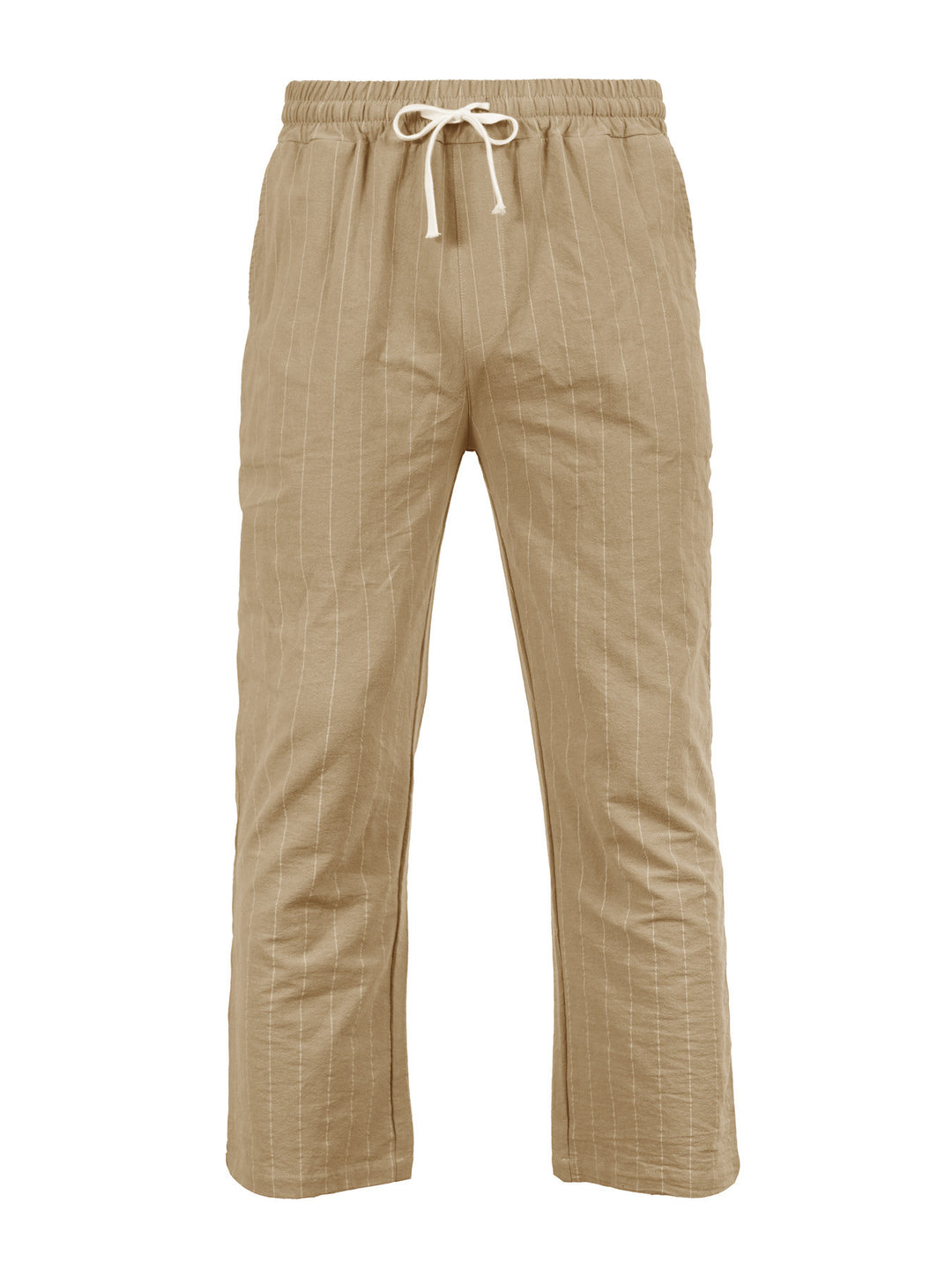 Herren Entspannte Pinstripe-Freizeithose mit elastischem Bund und Kordel Drune