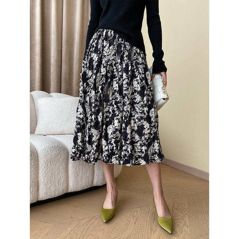 Damen midirock mit floralem Muster und elegantem Faltenwurf Drune