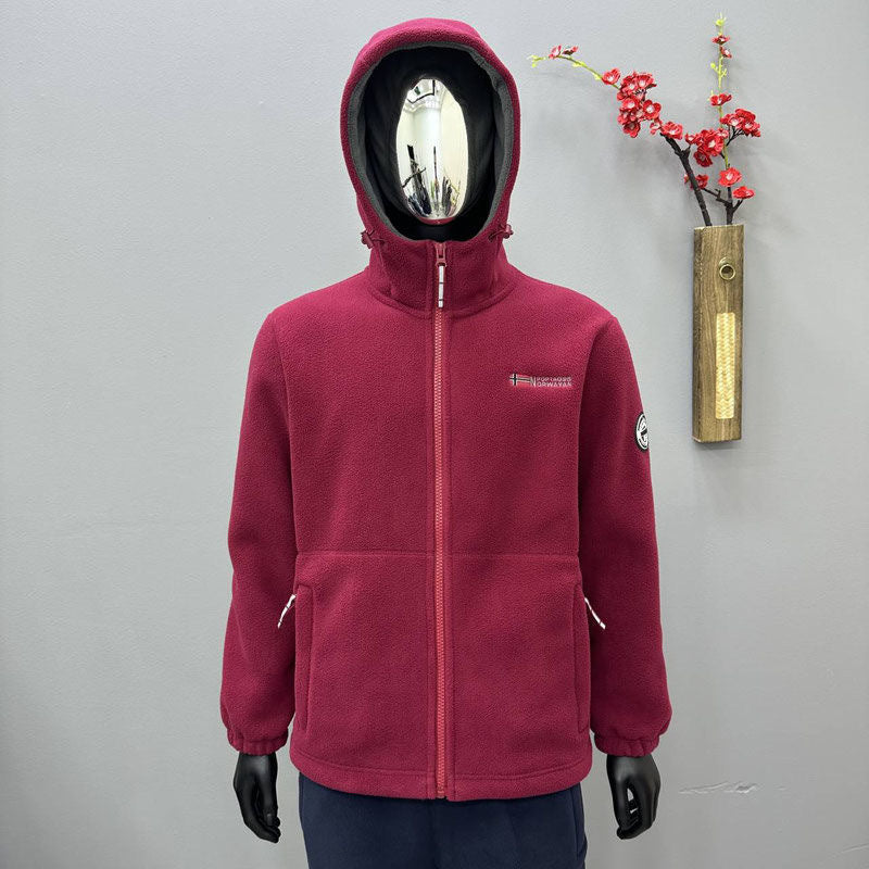 Herren Fleece-Kapuzenjacke mit windabweisender Oberfläche und Reißverschlusstaschen Drune