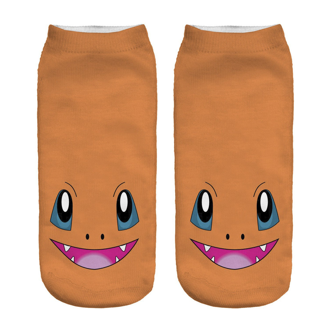 Unisex Niedrige Ankle-Socken mit Cartoon-Monster-Gesicht und weichem Baumwollmix Drune