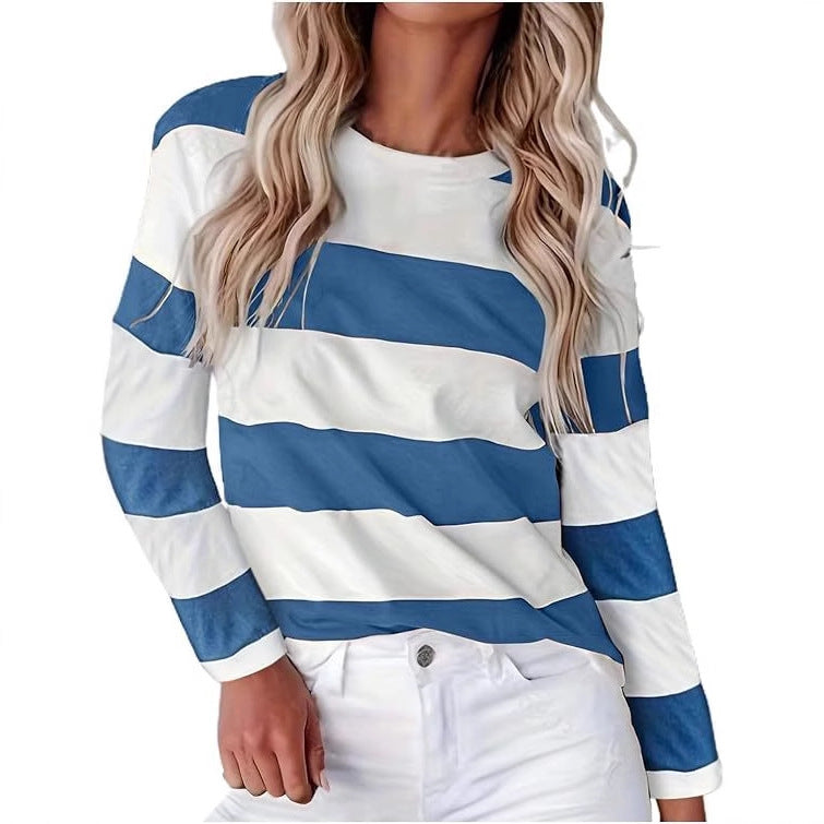 Damen lässiges gestreiftes Langarmshirt Drune