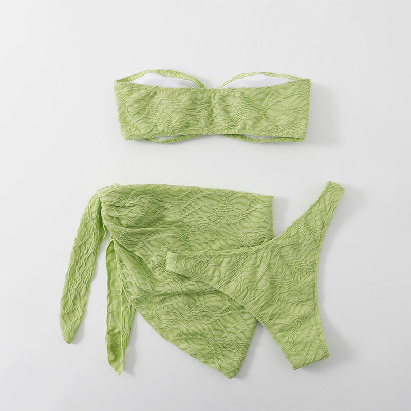 Damen Bandeau-Bikini-Set mit Rüschendetails und schickem Knotenelement Drune