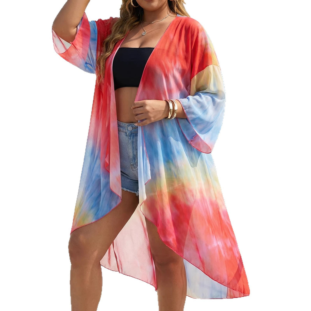 Damen transparenter Strandkimono mit trendigem Ombre-Design Drune