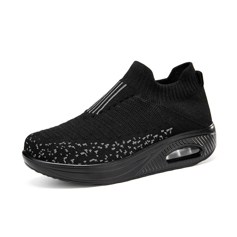 Damen nan gestrickter Schlupf-Walking-Sneaker mit anatomischer Pronationsstütze, Luftpolster-Zwischensohle und sockenähnlichem Schaft Drune