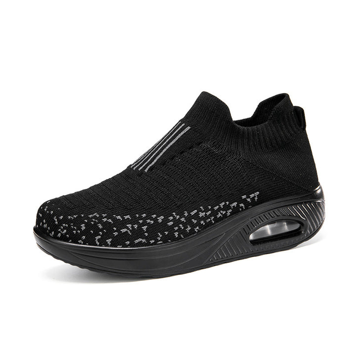 Damen nan gestrickter Schlupf-Walking-Sneaker mit anatomischer Pronationsstütze, Luftpolster-Zwischensohle und sockenähnlichem Schaft Drune
