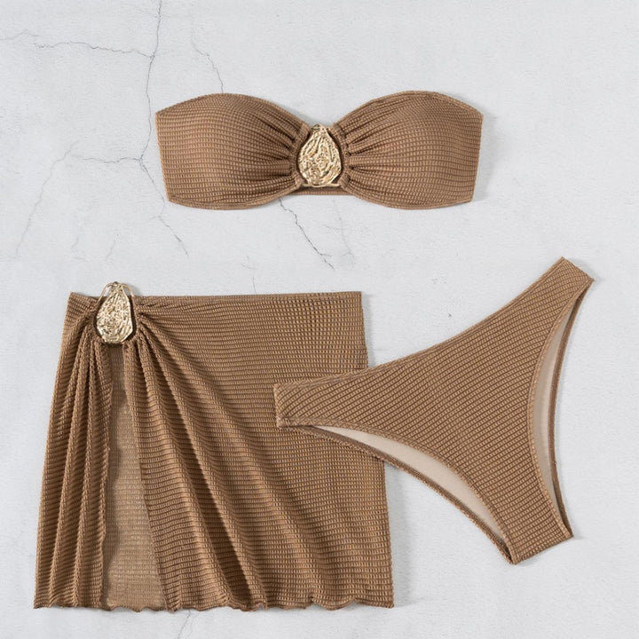 Damen Bandeau-Bikini-Set mit elegantem Drapierungsdetail Drune