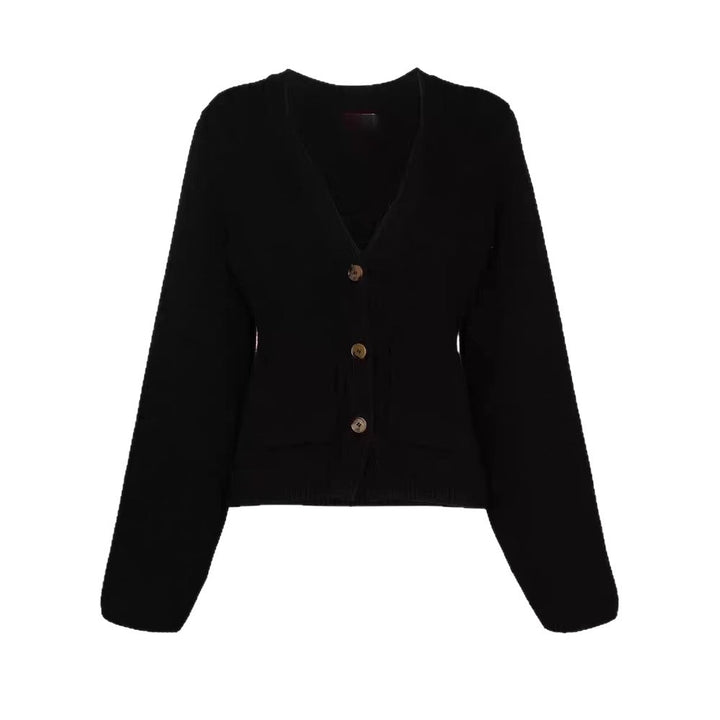 Damen Strickjacke mit tiefem V-Ausschnitt und Taschen Drune