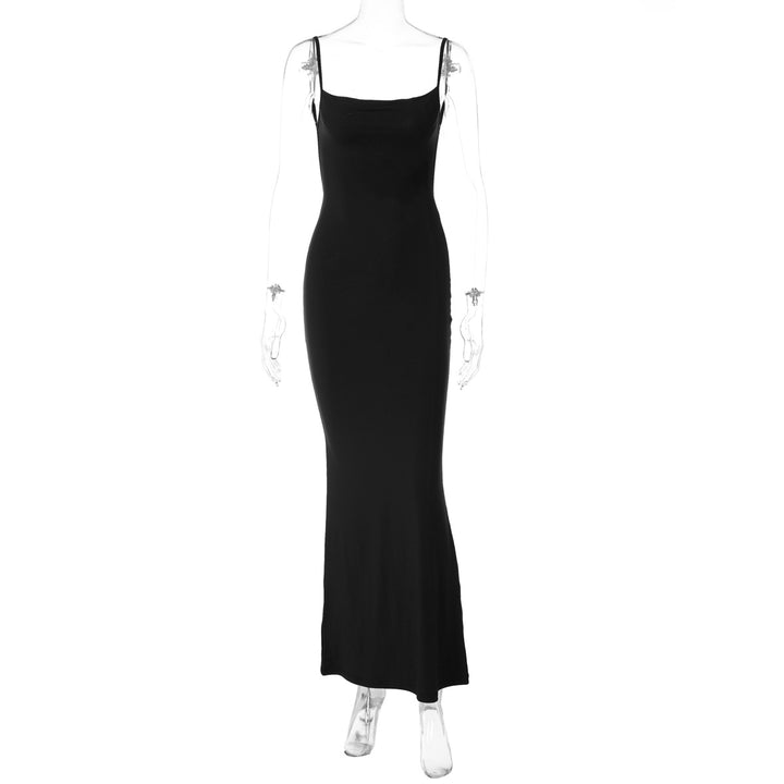Damen Figurbetontes Langkleid mit schmalen Spaghetti-Trägern Drune