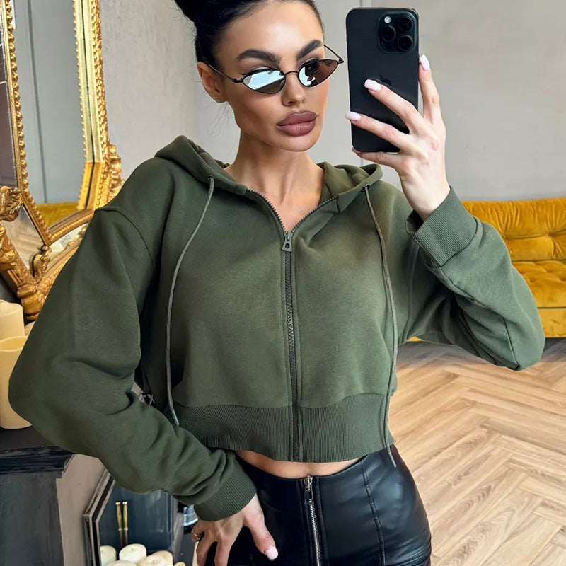 Damen modischer Cropped Hoodie Drune