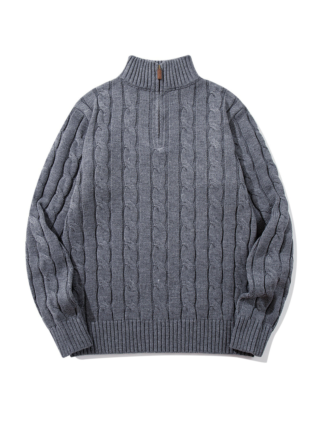 Unisex Zopfmuster-Halbzip-Pullover mit hohem Rippkragen und Oversize-Schnitt Drune