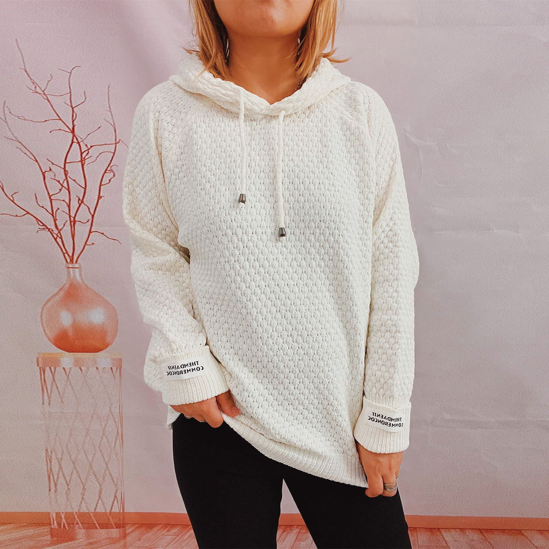 Damen lockerer Hoodie mit strukturiertem Gewebe und modernem Kordelzug Drune