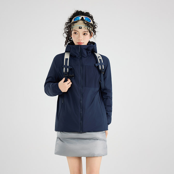 Damen Isolierte Outdoor-Steppjacke mit Kapuze, Brustpasse und elastischen Bündchen Drune