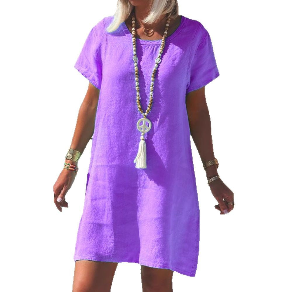 Damen Leichtes Strandkleid aus atmungsaktivem Leinen Drune