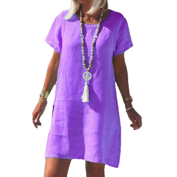 Damen Leichtes Strandkleid aus atmungsaktivem Leinen Drune